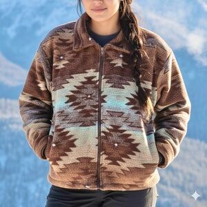 Black Mountain Outdoor Fleece Jacket Women’s Size 3X Aztec‎ Southwestern VTG USA